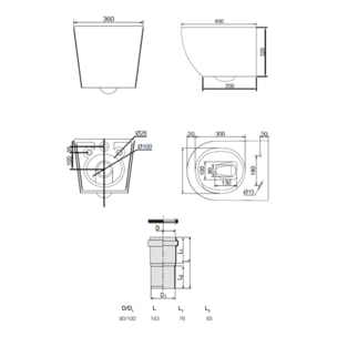 Pack WC bâti-support + WC sans bride Ceramia PixL avec abattant SoftClose + plaque noir (STCEPXWT04-FR)