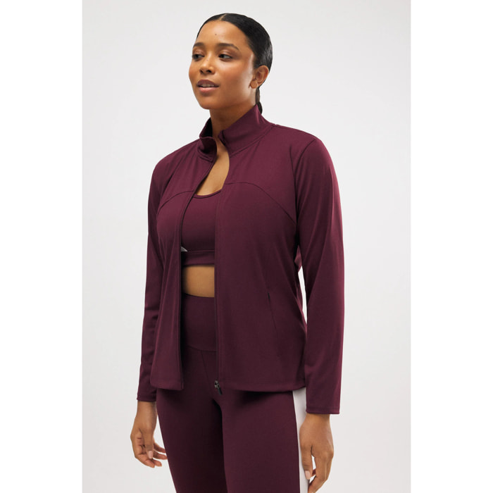 Giacca sportiva traspirante aderente color bordeaux