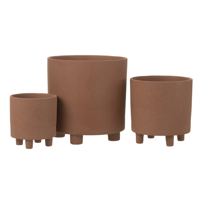 J-Line cache-pot Thibault - céramique - marron - large - Ø 26.5 cm