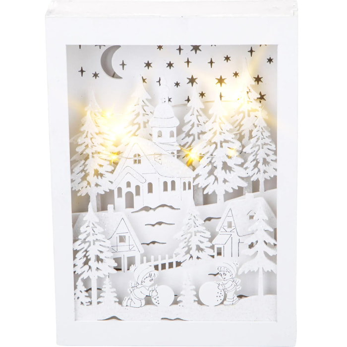 Villaggio innevato con Led - Pezzi 1 - Colore Bianco - 17x24Hx4,5cm - Bianchi Dino