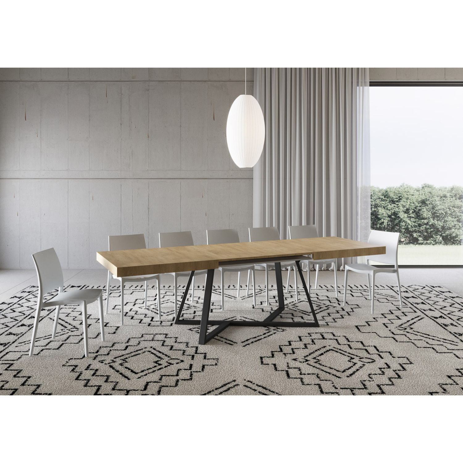 Mesa extensible 90x200/304 cm Booster roble natural patas antracita