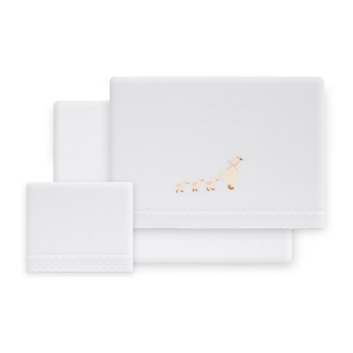 Triptico Minicuna Coralina Modelo Patitos Bco/Rosa