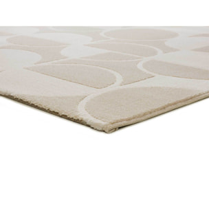 FLORA Alfombra geométrica con relieve en tonos blanco y beige, varias medidas disponibles