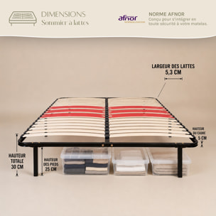 Ensemble Matelas Quintessence & Sommier Cadre Métal, Mémoire de Forme & Haute Densité, 30 cm, Accueil Enveloppant, Soutien Ferme