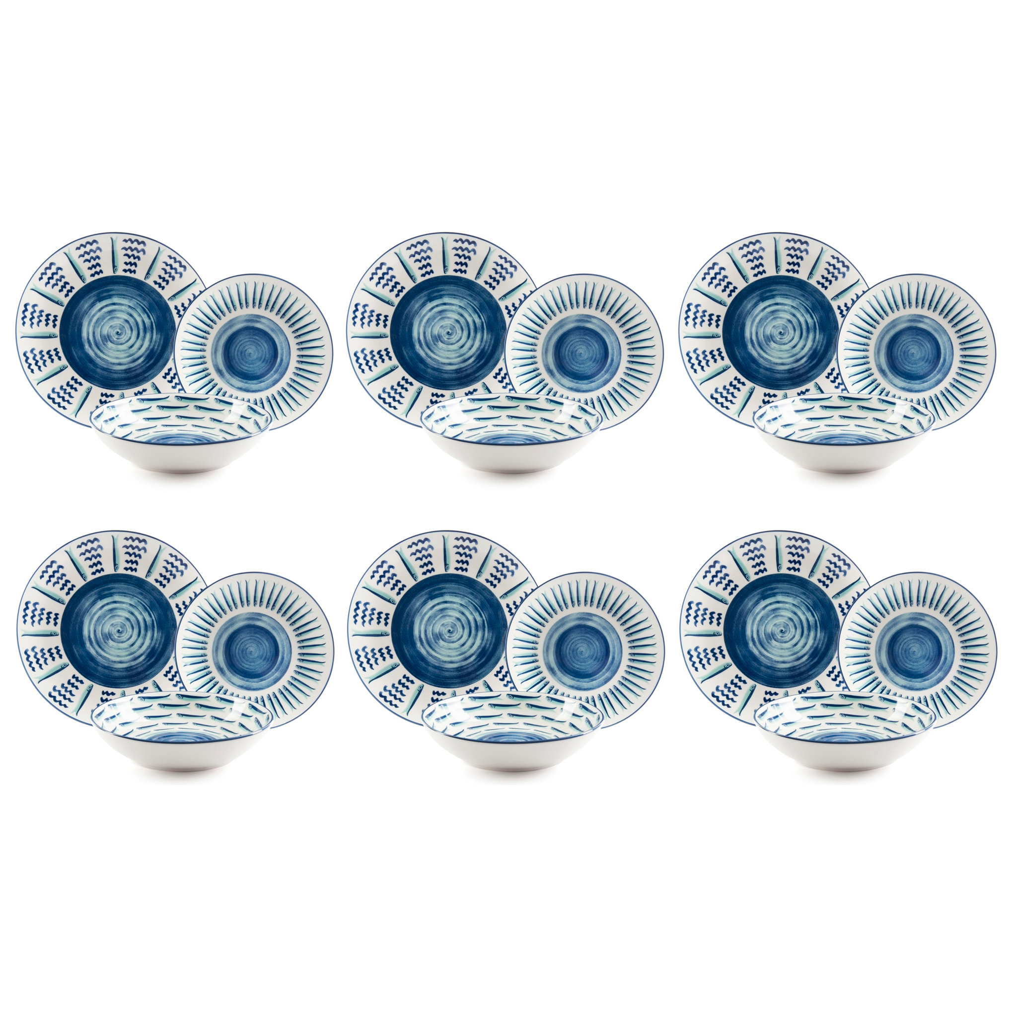 Servizio piatti 18 pezzi Excelsa – Mediterraneo, Porcellana Multicolore