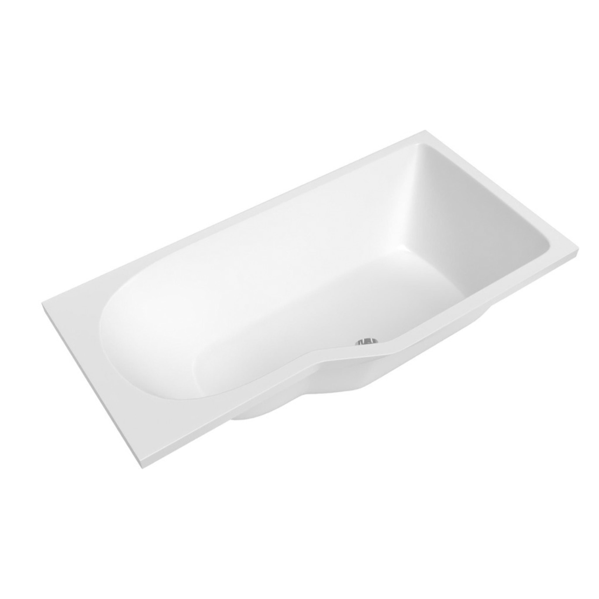 160x80 cm Beata Plus baignoire bain douche asymétrique en acrylique positionnement droite, sans pieds, blanc (BE1600PPLUS)