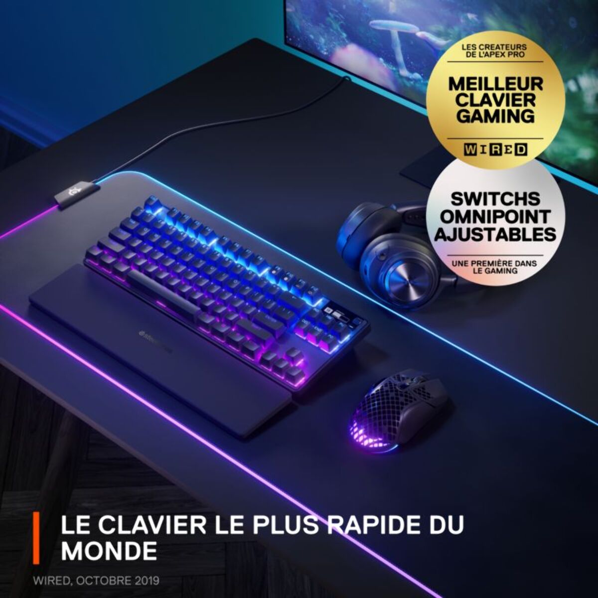 Clavier gamer sans fil STEELSERIES APEX PRO TKL WIRELESS
