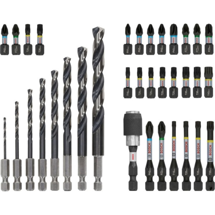 Jeu mixte d'embouts de tournevis à percussion et de forets à métaux PRO, 35 pièces - BOSCH - 2608521U80