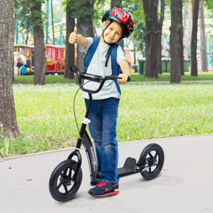 Patinete para Niños de 5-12 Años Scooter de 2 Ruedas Grandes de 12 Pulgadas con Freno y Manillar Ajustable en Altura Carga Máx. 50 kg 120x52x80-88 cm Negro