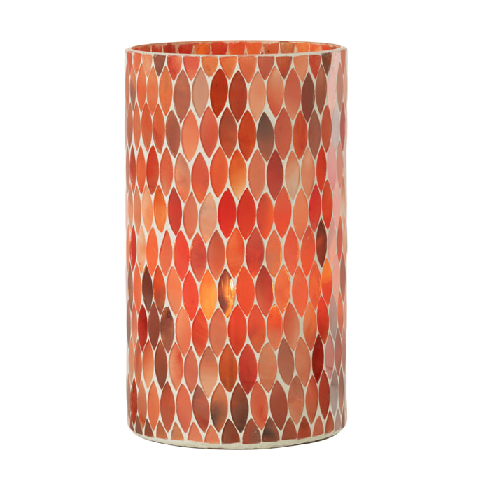 J-Line photophore Mosaic Feuille - verre - rouge/orange - large