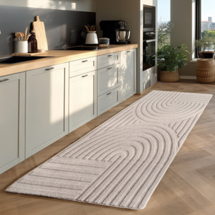 LENNY - Tapis de salon creme au design géométrique