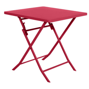 Table de jardin pliante carrée "Greensboro" grenade 2 places en acier traité époxy