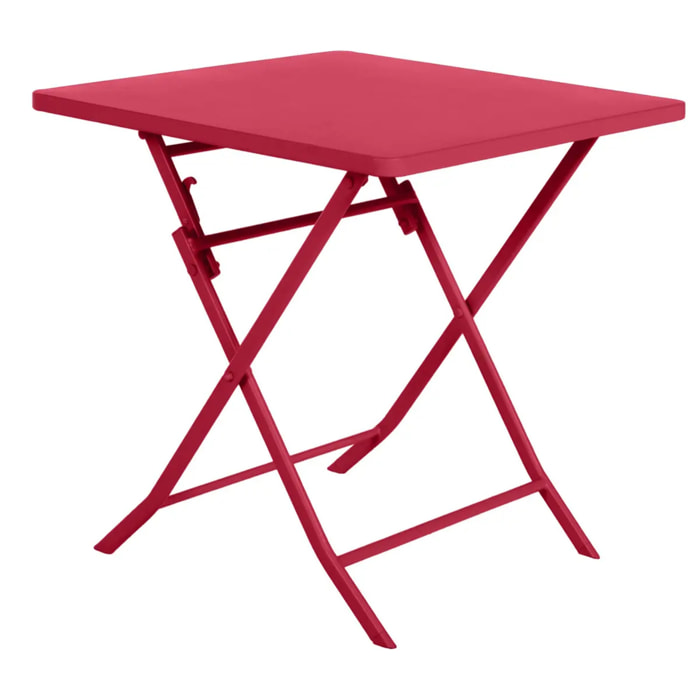 Table de jardin pliante carrée "Greensboro" grenade 2 places en acier traité époxy