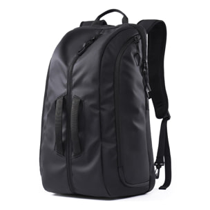 DAM Mochila multi compartimento con capa impermeable. Uso tipo bolsa. Laptop 17'' + Tablet 9,7''. 30x23x52 Cm. Color: Negro