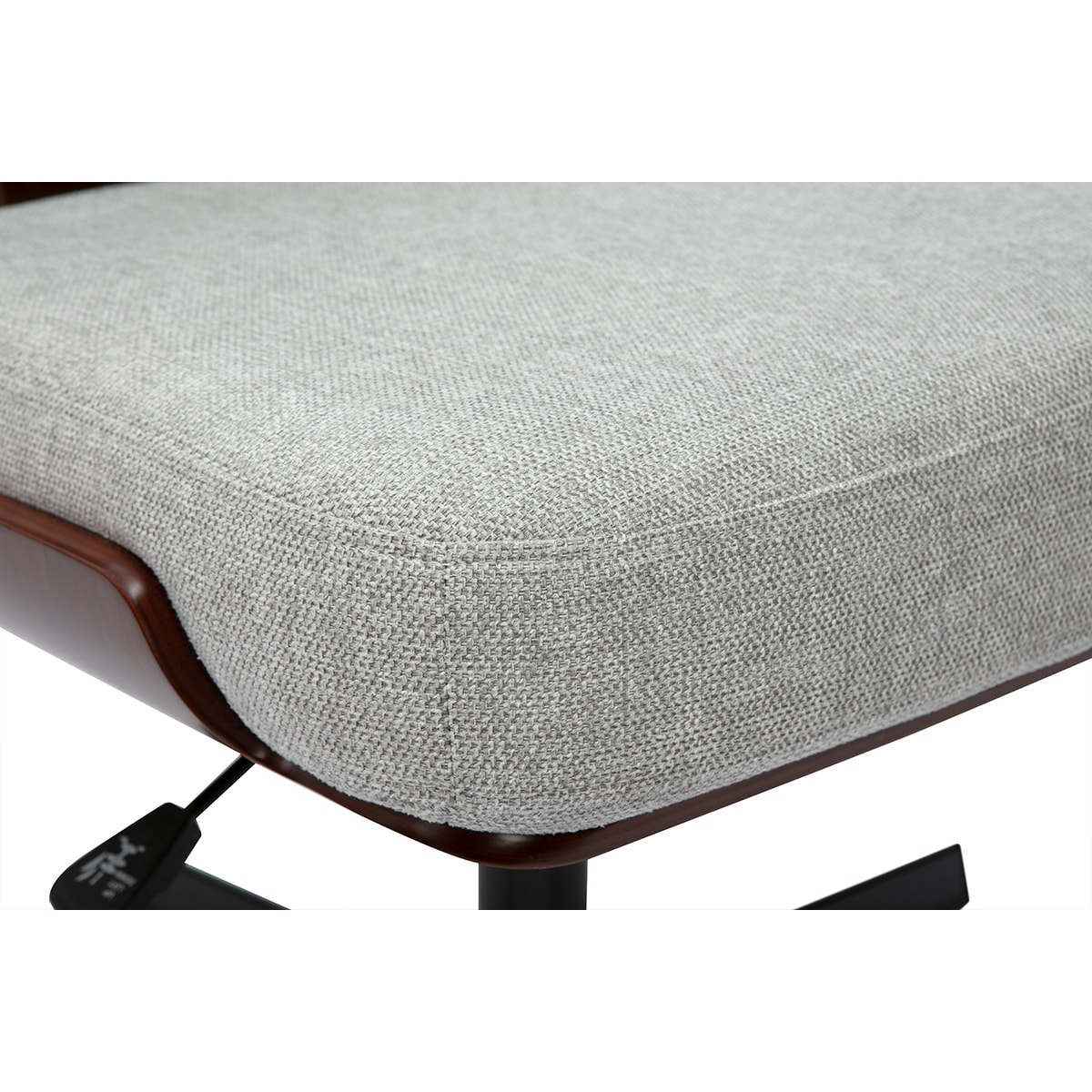 Chaise de bureau en bois et tissu effet velours texturé gris HANZ