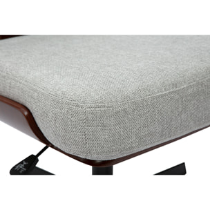 Chaise de bureau en bois et tissu effet velours texturé gris HANZ