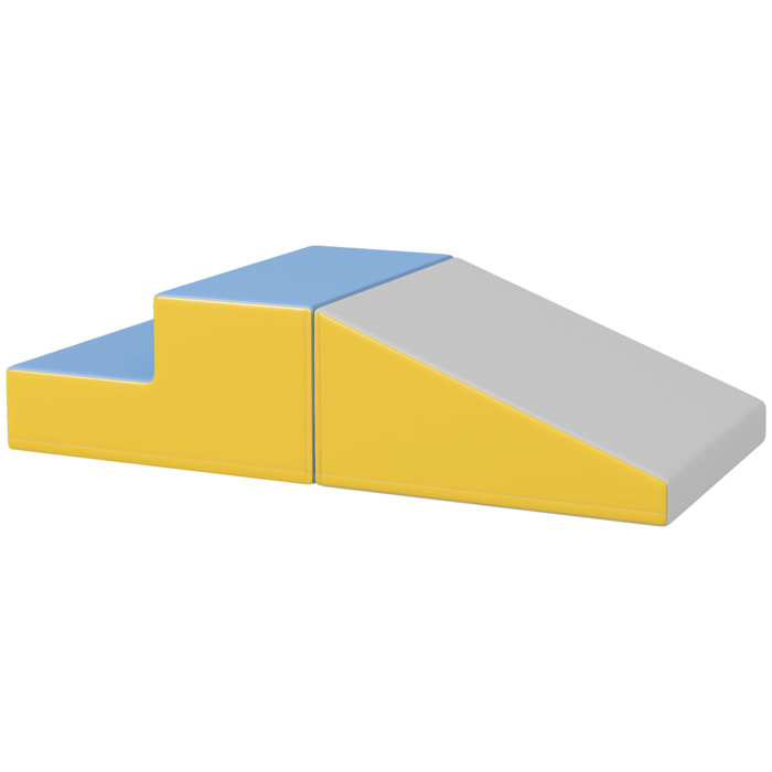 2 blocs de construction en mousse XXL - modules de motricité - gris jaune bleu