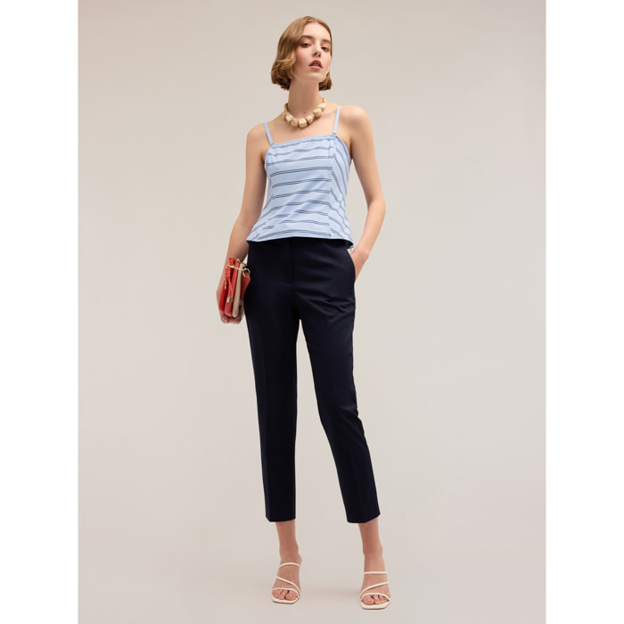 Motivi - Pantaloni regular in cotone - Blu