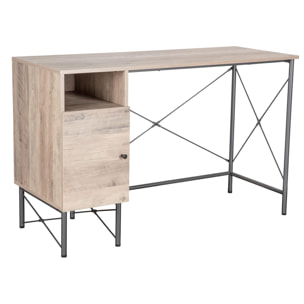 Bessy - scrivania in legno e metallo con 1 anta + 1 vano - 120x48x76 cm