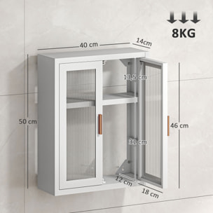 Armario de Baño de Pared, Mueble de Baño Colgante Moderno con Puertas de Acrílico, Estante Ajustable, Cierres Magnéticos, Armario de Almacenamiento para Lavadero, sobre el Inodoro, Blanco