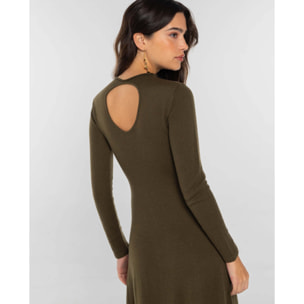 Vestido de punto con piezas evasé de mujer