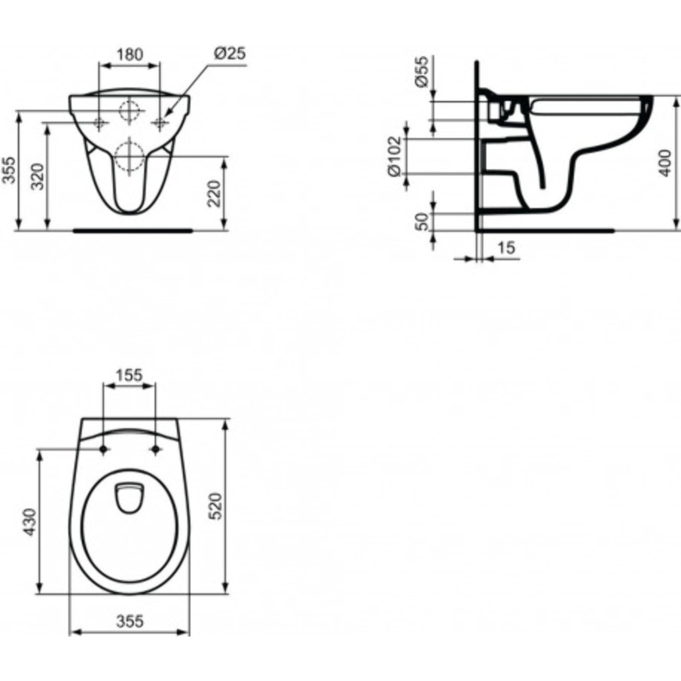 Pack WC bati support Geberit DuofixBasic + WC suspenduPorcher sans bride + plaque  DELTA50 chrome mat (PorcherGeb2)