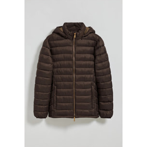 Chaqueta ultralight marrón Corey de capucha extraíble y bordado PC