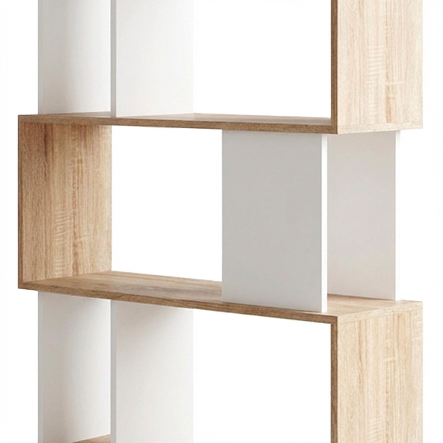 Libreria Moderna a Giorno Con Design Geometrico Asimmetrico Libreria Salvaspazio Ideale Per Soggiorno Studio Ufficio 80x29.5x173.5 cm Rovere e Bianco