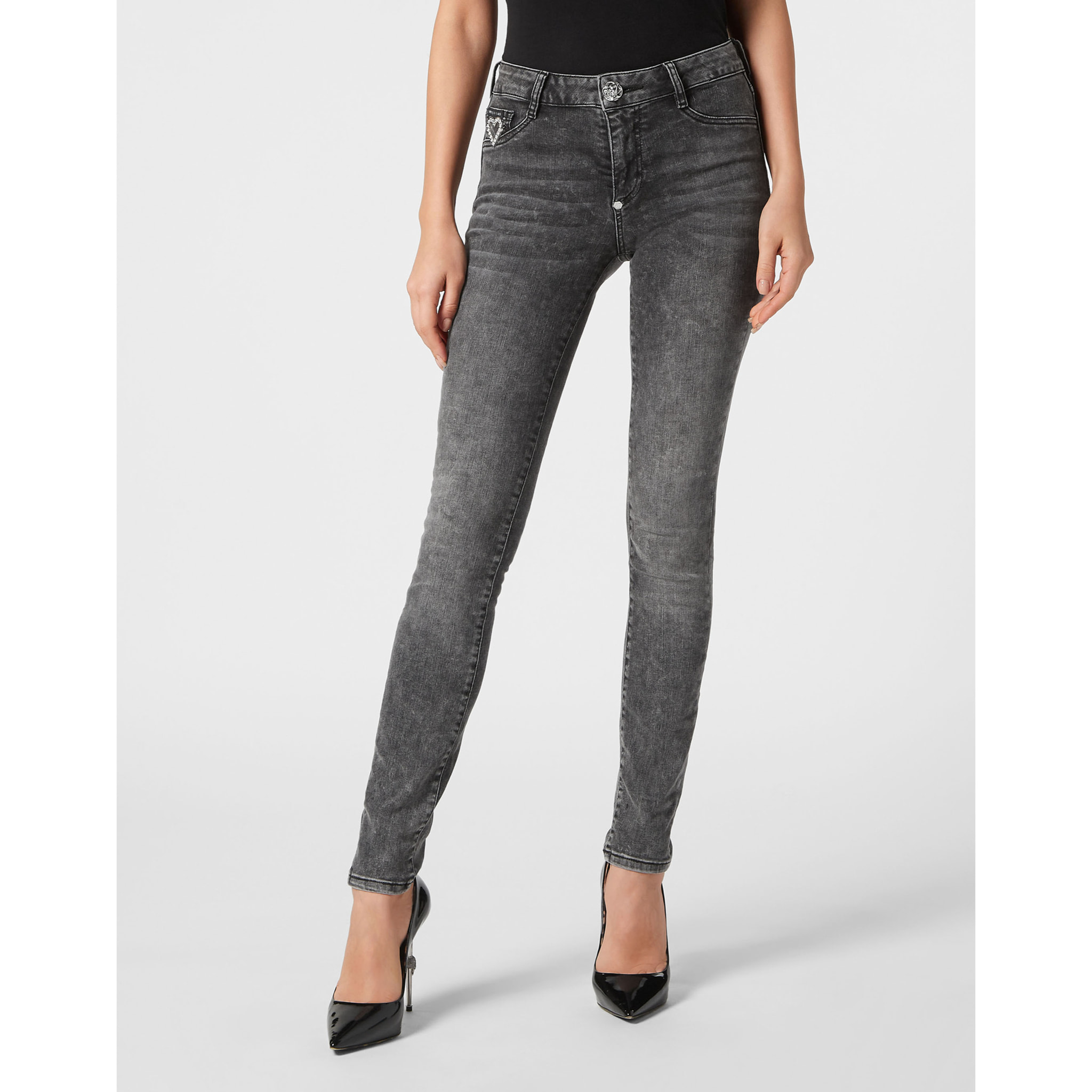 PHILIPP PLEIN Jegging de cintura alta HEART