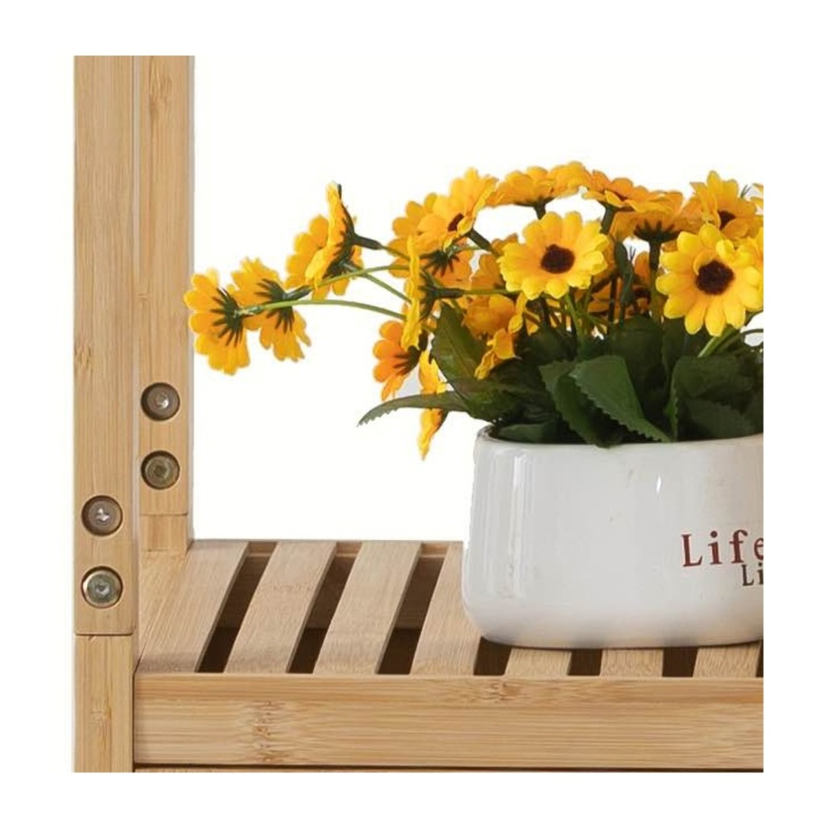 Mobile colonna bagno in bambù con 1 anta e 3 ripiani 33x33x169 cm