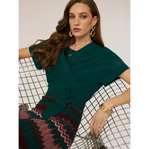 Motivi - Chal corto cruzado en georgette - Verde