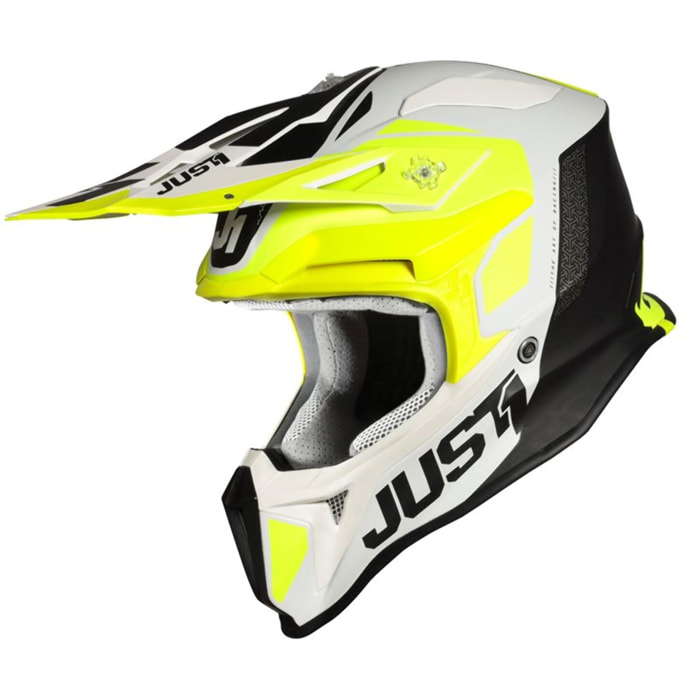 CASCO OFFROAD  J18 PULSAR FLUO YELLOW-WHITE-BLACK - Matt JUST1