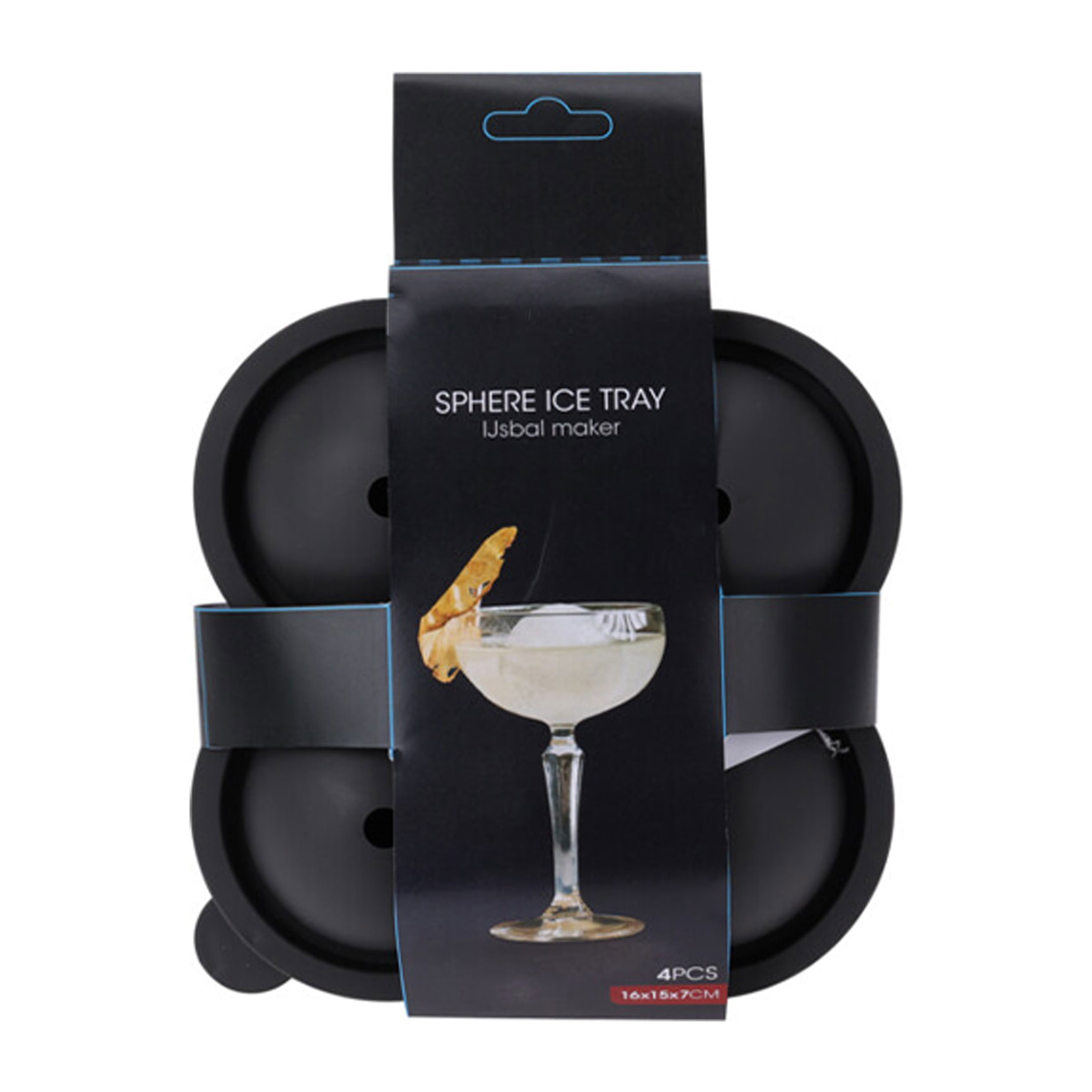 Bandeja para hacer bolas de hielo 4 bolas de tpe gris 16x15x7cm