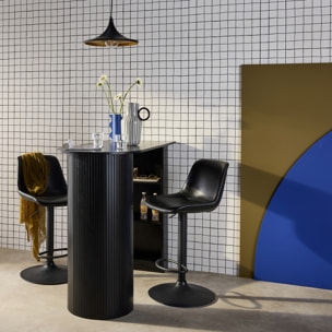 Table bar, table haute de cuisine décor bois avec rangements WALLIS