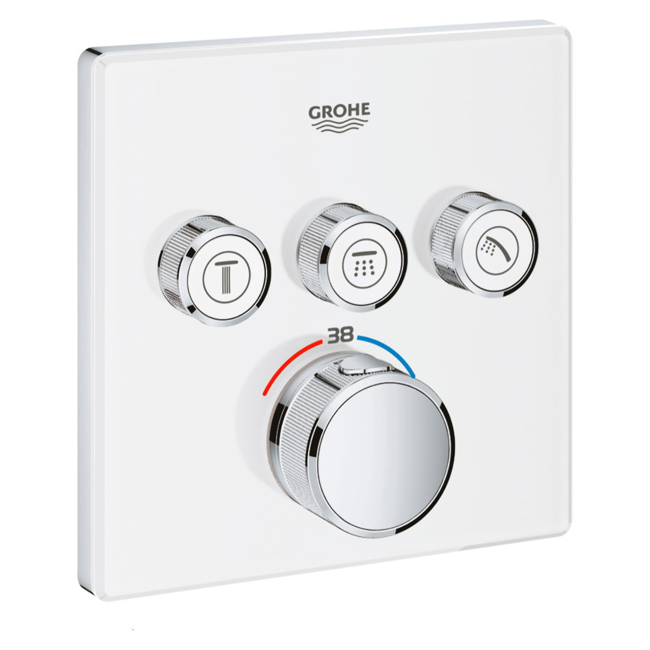 Façade avec mitigeur thermostatique encastré 3 sorties Grohtherm SmartControl