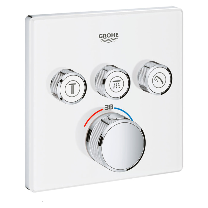 Façade avec mitigeur thermostatique encastré 3 sorties Grohtherm SmartControl