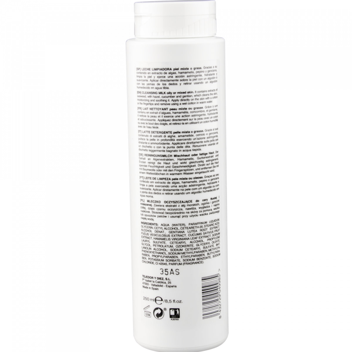 Lait nettoyant peau mixte ou grasse 250 ml.