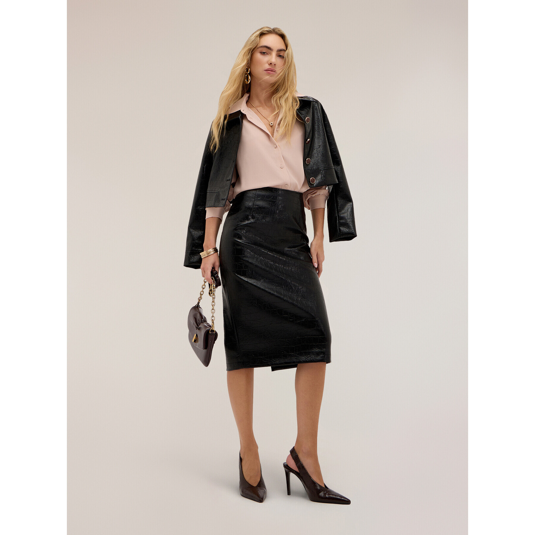 Motivi - Camicia in crêpe de chine con colletto classico - Rosa