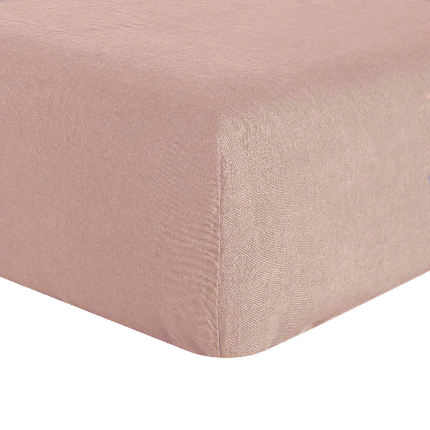 Drap housse bonnet 40 cm 100% lin lavé - rose nude