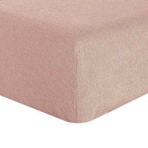 Drap housse bonnet 40 cm 100% lin lavé - rose nude