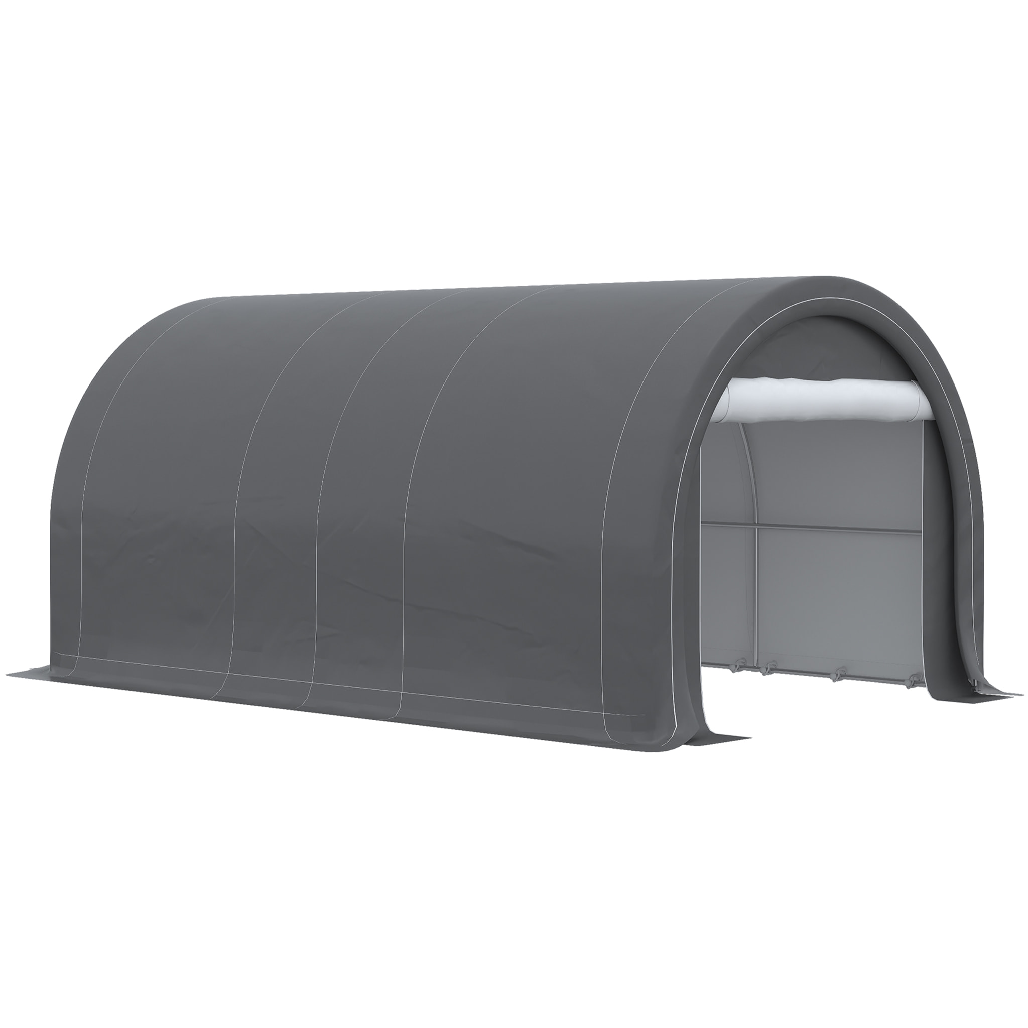 Garaje Exterior para Coche 5x3 m Carpa Garaje para Coche Anti-UV con Toldo de Tela PE Desmontable y Marco de Acero Galvanizado Gris