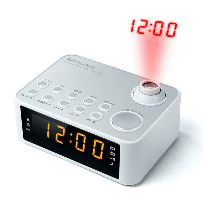 MUSE M-178 PW BLANCO RADIO DESPERTADOR AM/FM CON ALTAVOZ INTEGRADO Y PROYECTOR DE HORA