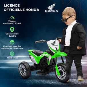 Moto Cross électrique enfant 3 roues licence officielle Honda CRF 450 R V. max. 3 Km/h fonctions sonores vert