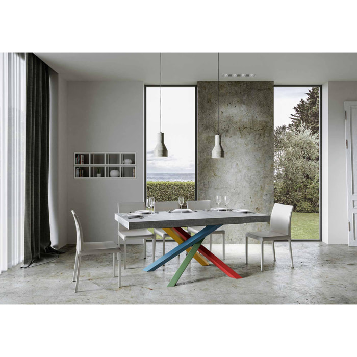 Mesa extensible 90x160/420 cm Volantis Cemento estructura multicolor 4/B