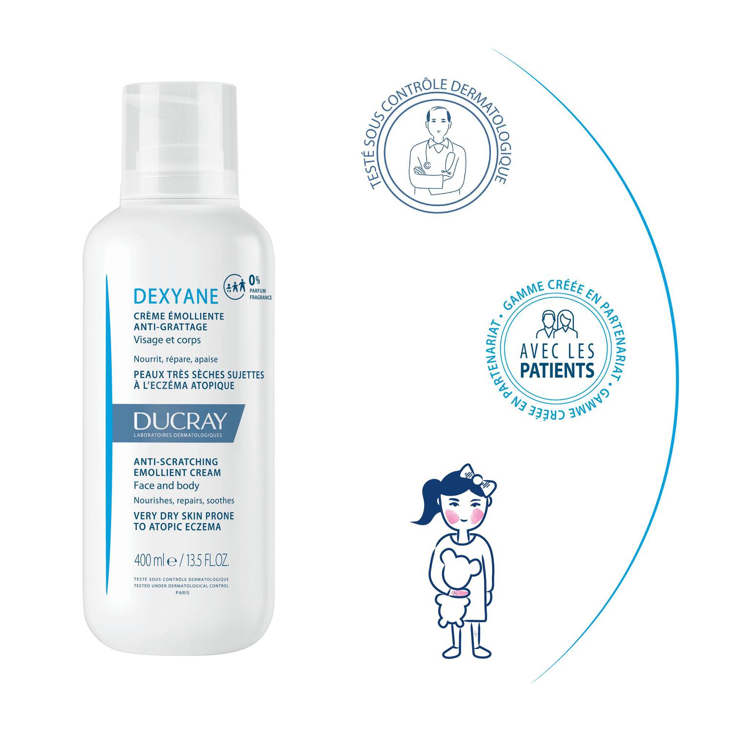 Ducray - Dexyane - Crème Émolliente Anti-Grattage Peaux Très Sèches et à Tendance Atopique - Crème Émolliente Anti-Grattage