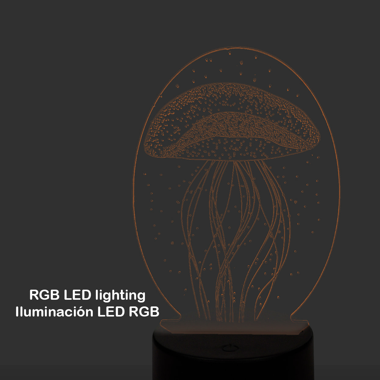 Lámpara ambiental efecto 3D, diseño Medusa. Luces RGB intercambiables, con efectos y mando a distancia.