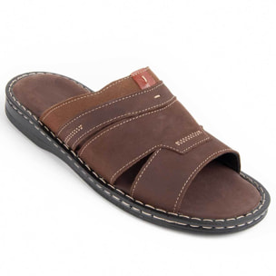 Sandalia De Piel - Marron - Altura: