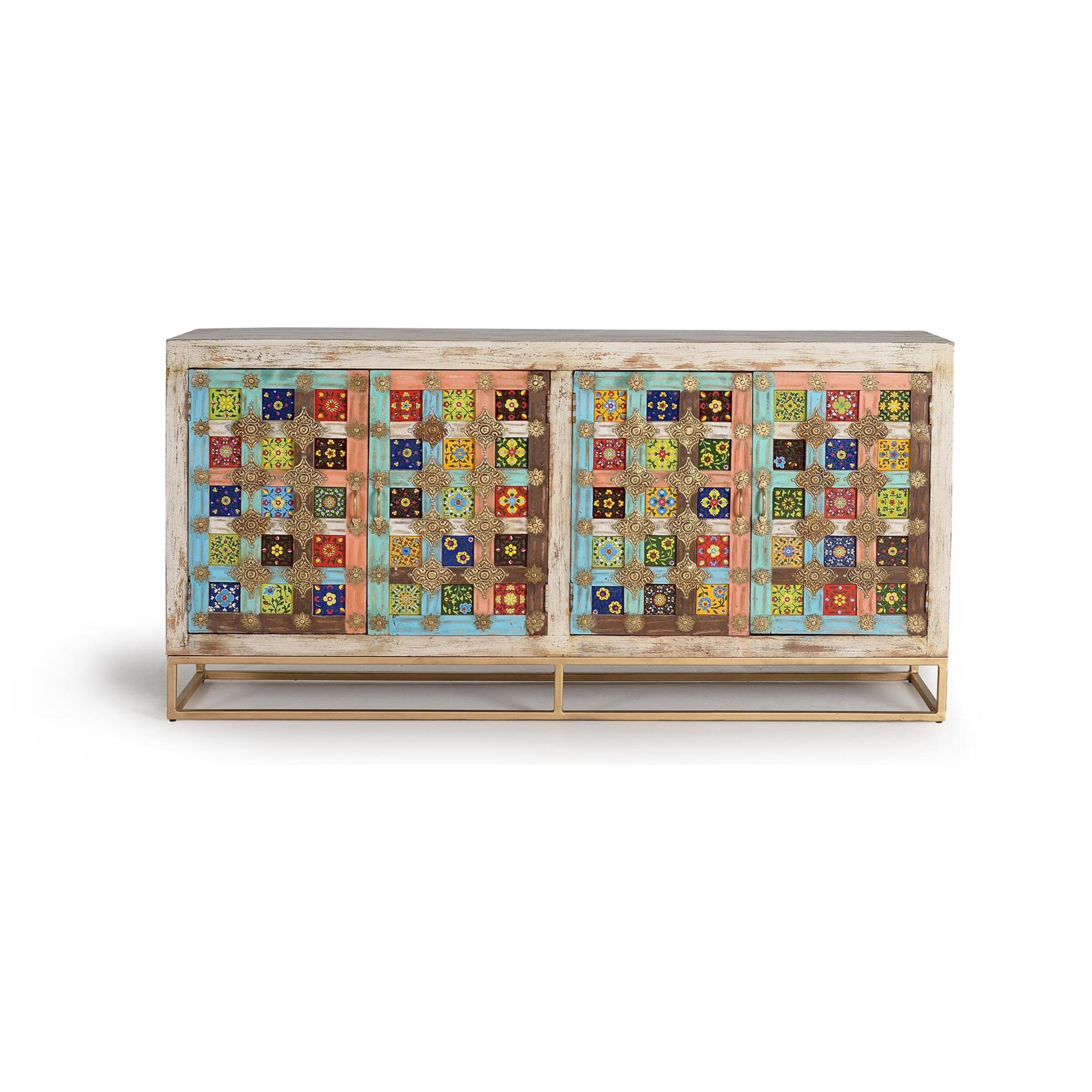 Aparador - Madera de Mango y Metal - 180x40x90cm