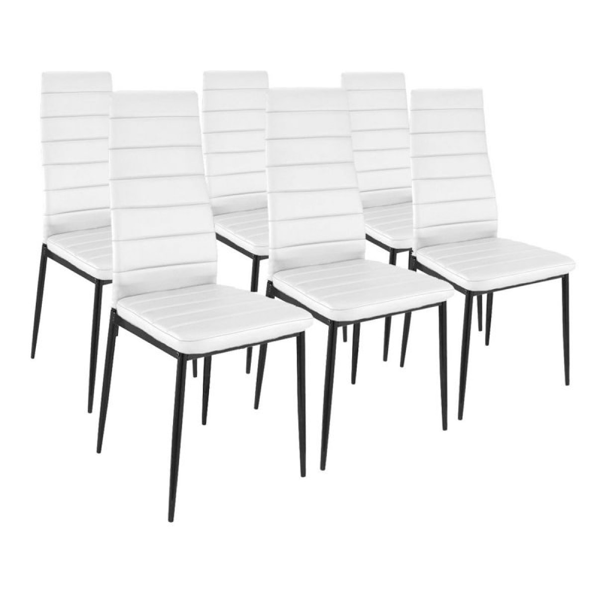 Pack 6 sillas de comedor símil piel Emi Blanco - Negro