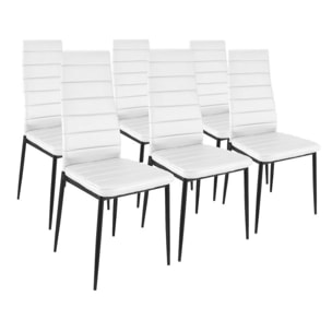 Pack 6 sillas de comedor símil piel Emi Blanco - Negro